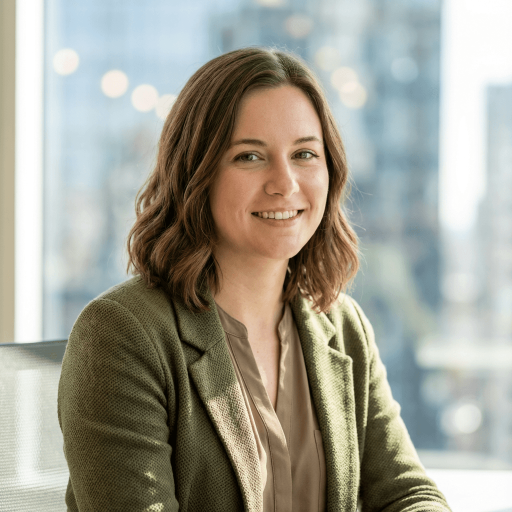 Sarah Whitfield standing in a bright office